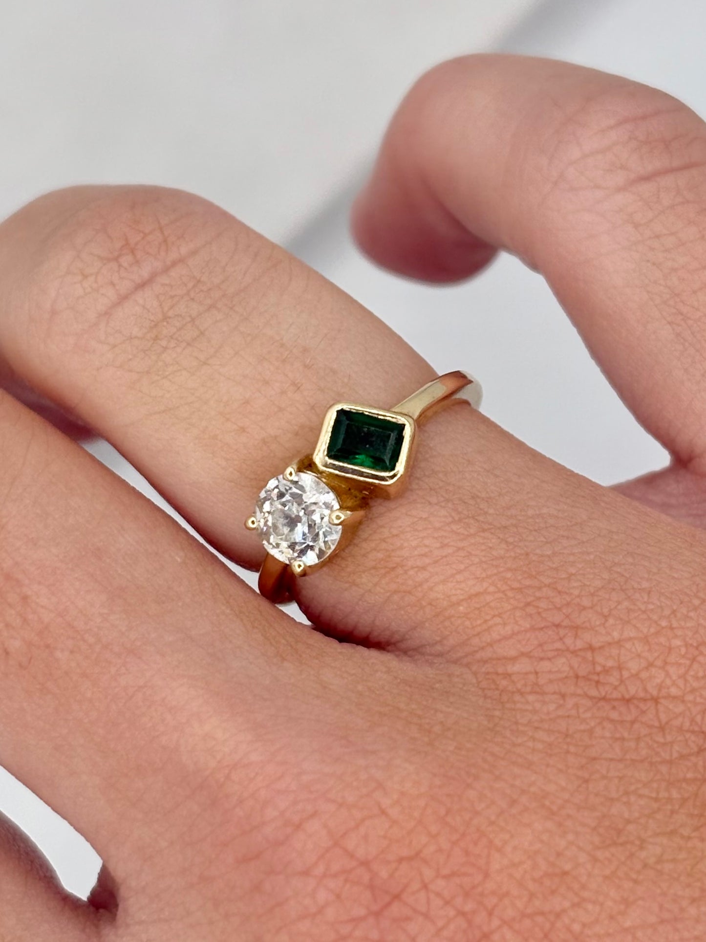 Toi et Moi Emerald and Diamond Ring