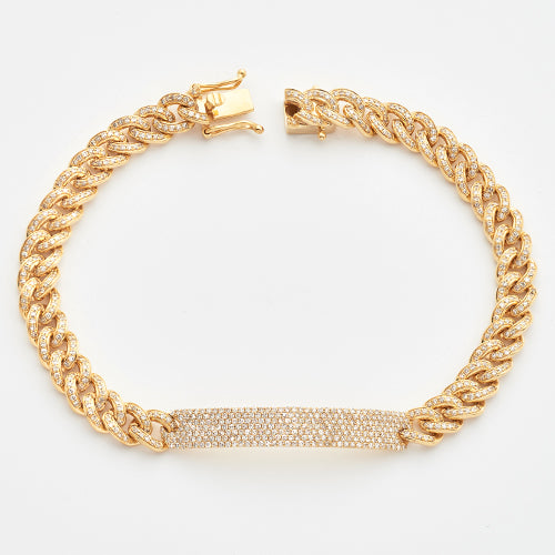 Diamond Pave ID Cuban Link Bracelet