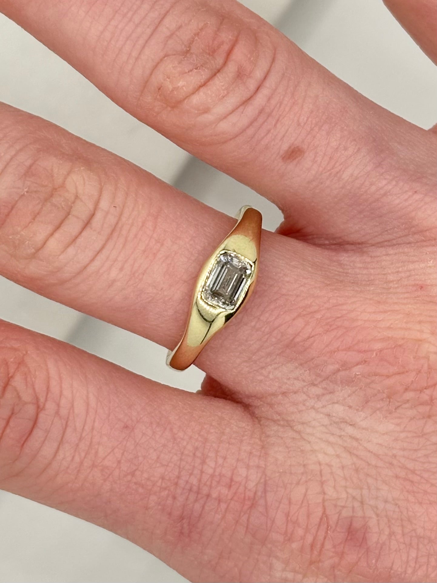 Emerald-Cut Diamond Signet Ring