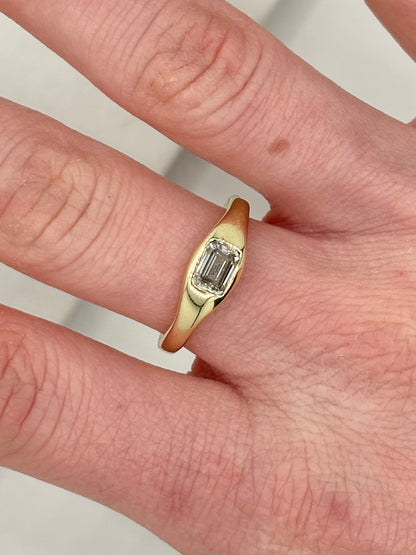 Emerald-Cut Diamond Signet Ring