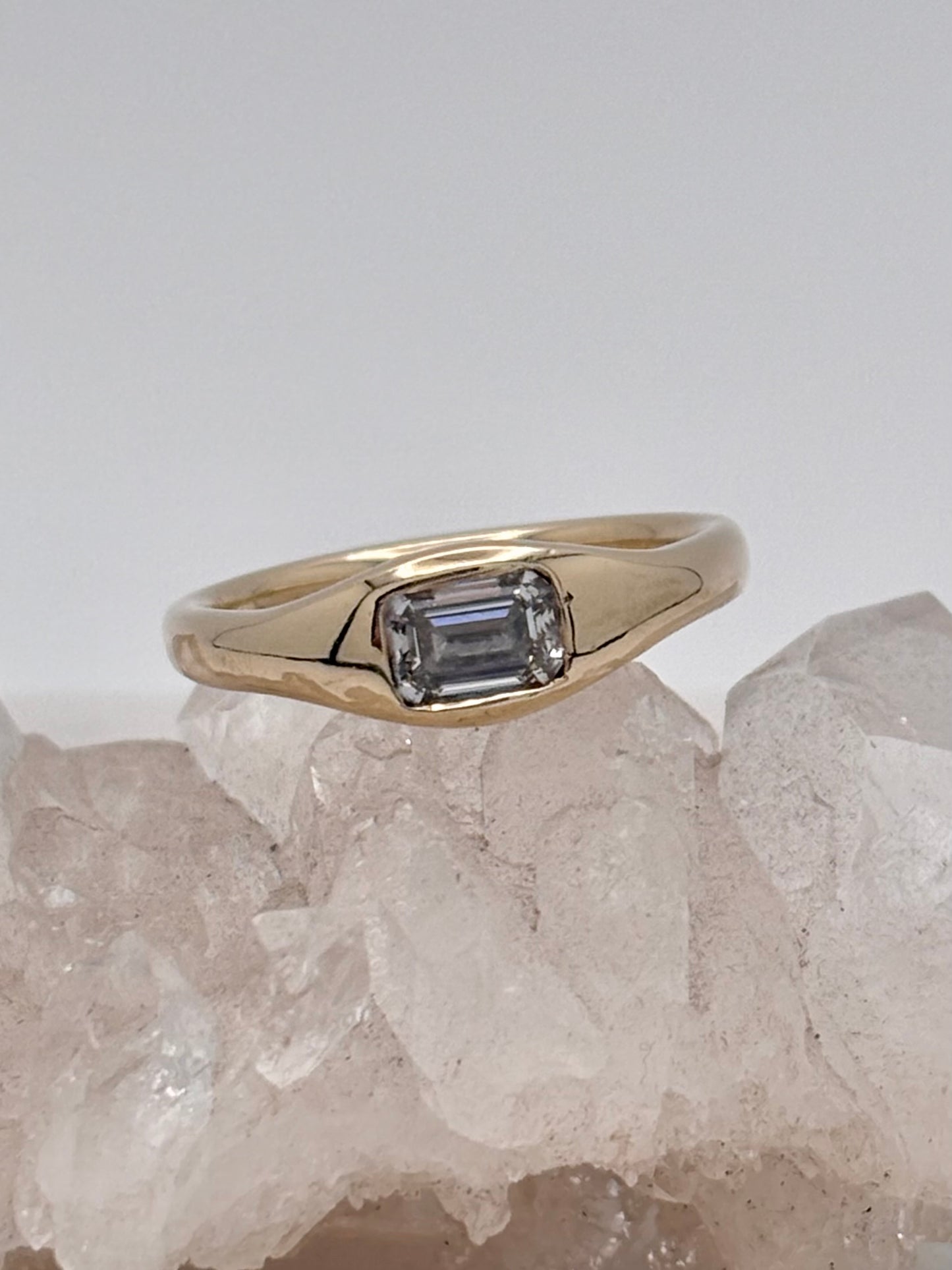 Emerald-Cut Diamond Signet Ring