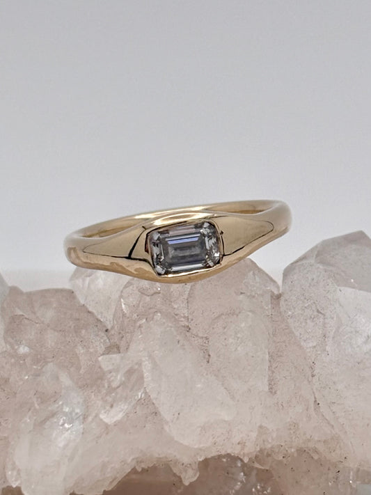 Emerald-Cut Diamond Signet Ring