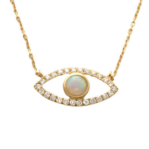 Opal & Diamond Evil Eye Necklace