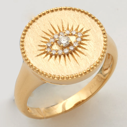 Starburst Evil Eye Diamond Signet Ring