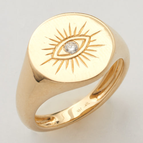 Evil Eye Diamond Signet Ring