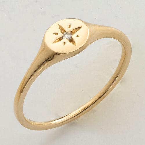 Starburst Diamond Signet Ring